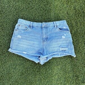 Project Rebel Denim Jean Shorts Size 32x2 Distressed Denim Cutoff Shorts Blue